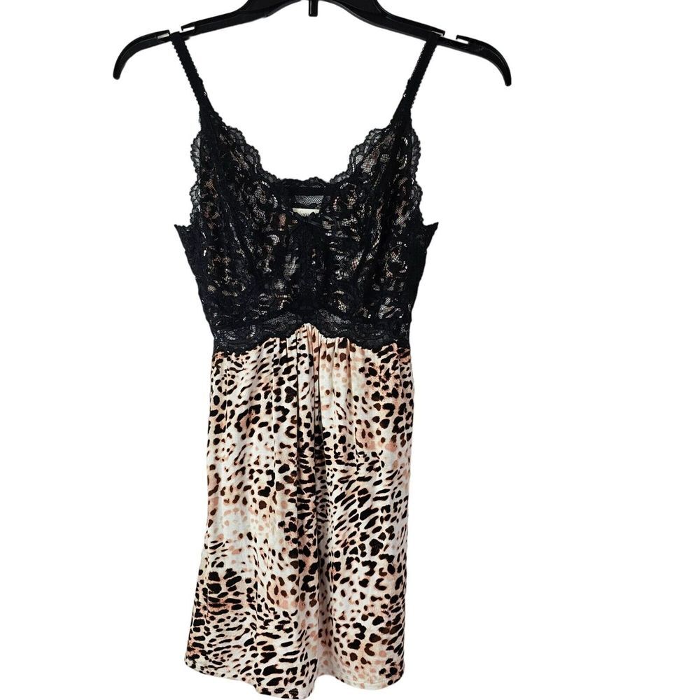 Soma Black Lace and Animal Print Chemise